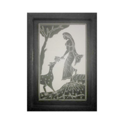 Designer Slate Wall Frame - Shakuntala and Deer (Adaptation - Abhijnanasakuntalam by Kalidasa) Designer Slate Wall Frame - Shakuntala and Deer (Adaptation - Abhijnanasakuntalam by Kalidasa)