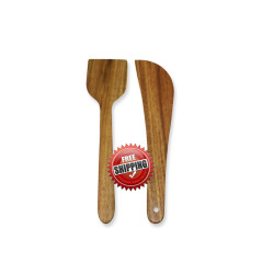 Premium & Natural Wood-made Regular Cooking Spatulas - 2 PCs