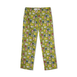 GreenApple Organic Cotton Mom Pyjama Green Color with Colorful Owls