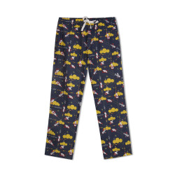 GreenApple Organic Cotton Mom Pyjama Dark Blue with Yellow Clouds and Aeroplanes