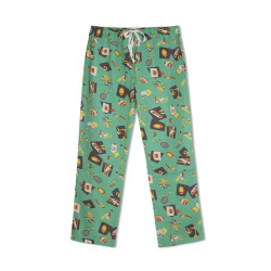 GreenApple Organic Cotton Mom Pyjama Green Color with Bats,Soccer Ball,Basket Ball
