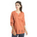 Zeme Organics 3/4th Sleeves Short Kurti - Orange